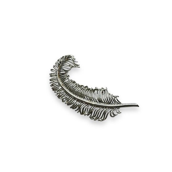Coro Jewelry - Pegasus Coro Silver Tone Curled Feather Vintage Brooch